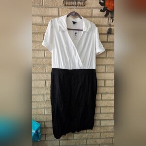 Black and White V-Neck Dress